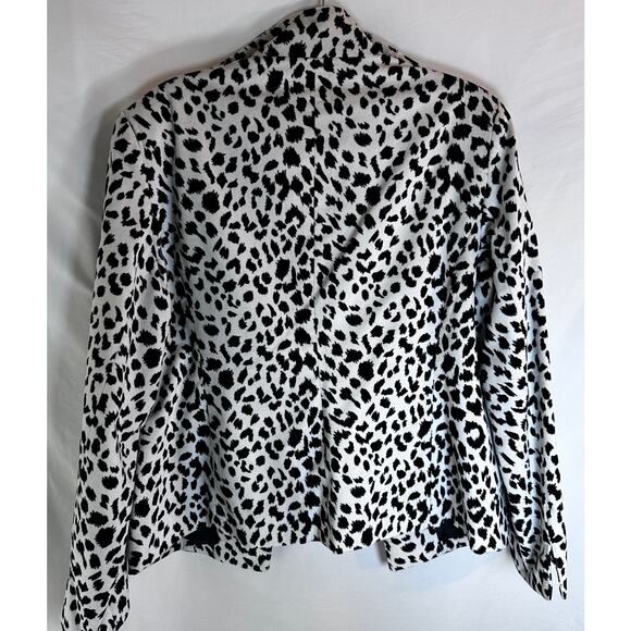Neiman Marcus Exclusive Leopard Print Black White Sz M Blazer - Picture 2 of 8